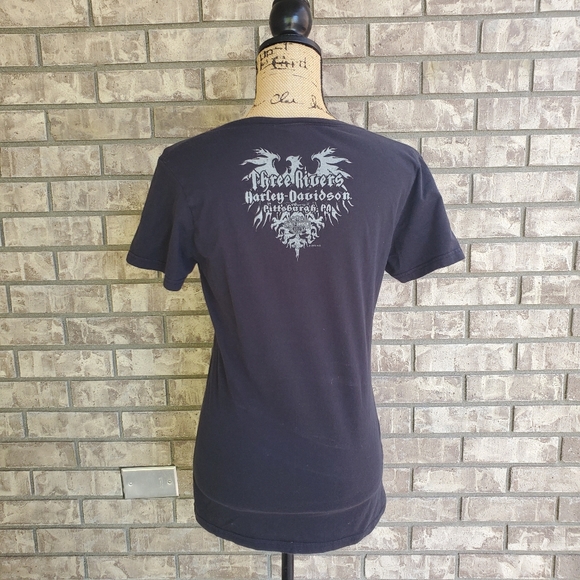 Harley Davidson motorcycle women's t-shirt v neck - Picture 5 of 12